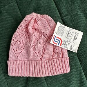 Création Stummer Pink Cotton Knit Baby Hat — Made in Italy, Size 12M (EU 68)